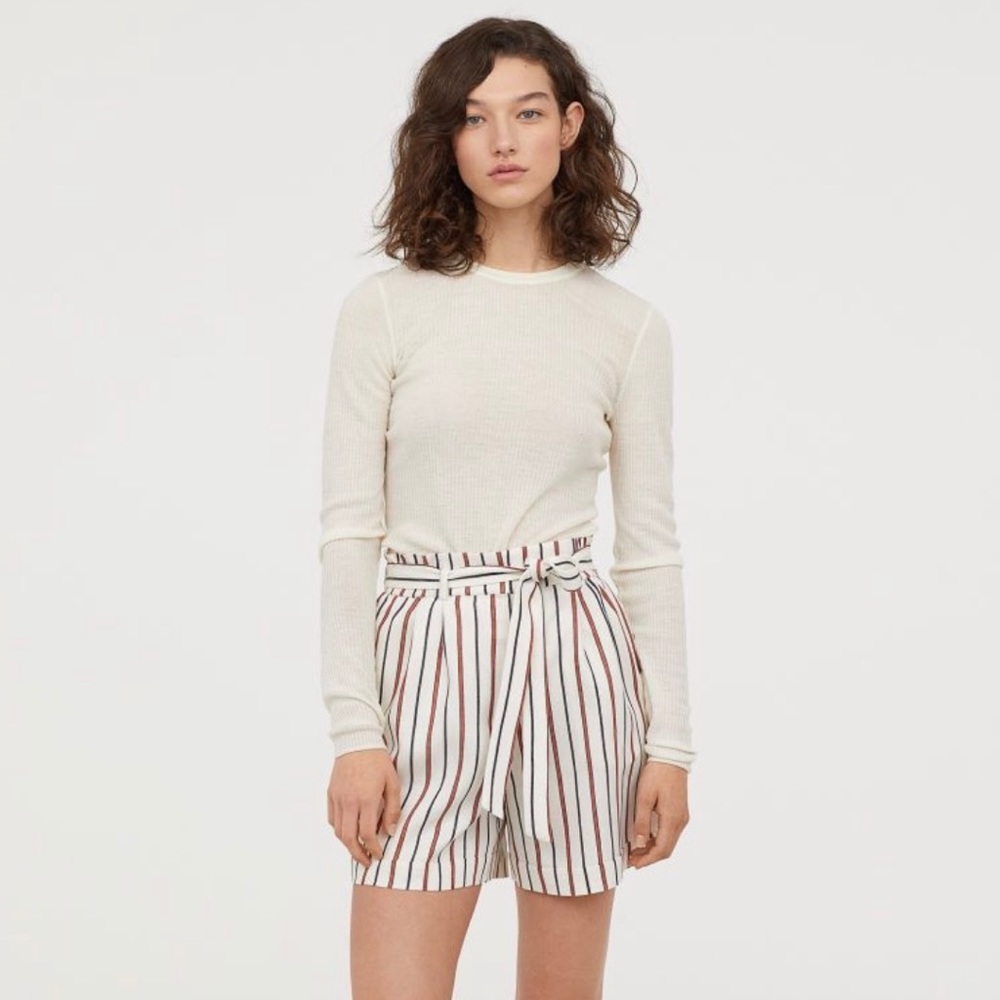H&M Striped Paperbag Shorts